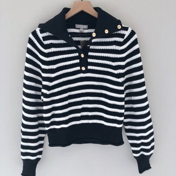 J. Crew Sweaters - NWT J.Crew Ribbed Cotton Button-collar Sweater in Stripe